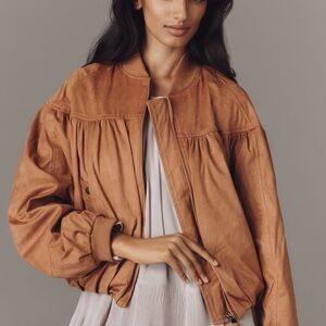 Anthropologie Tan Bomber Jacket